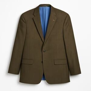 Chaps Men’s Blazer Jacket Brown Micro Houndstooth Sport Coat Size 40R
